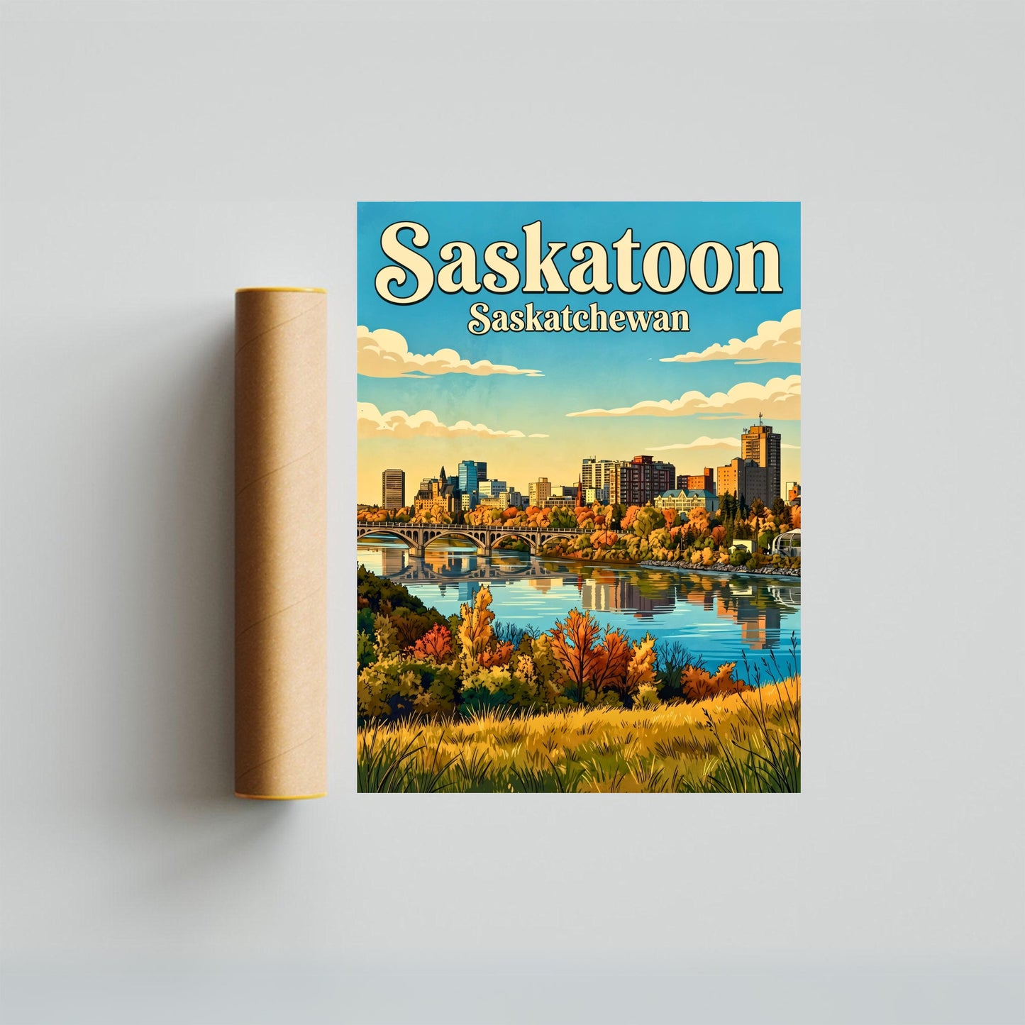 Saskatoon Vintage Travel Poster- Land of Living Skies