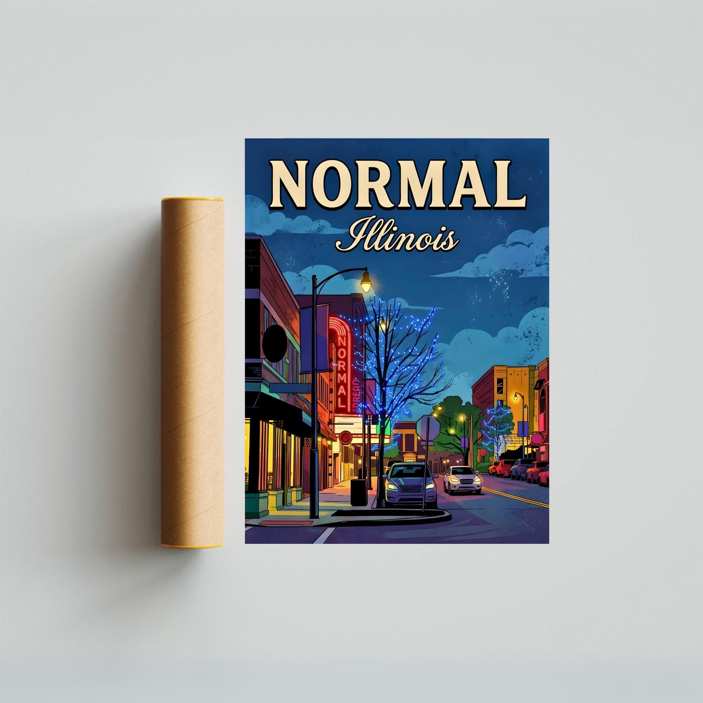Normal, Illinois Vintage Travel Poster - Midnight in Uptown