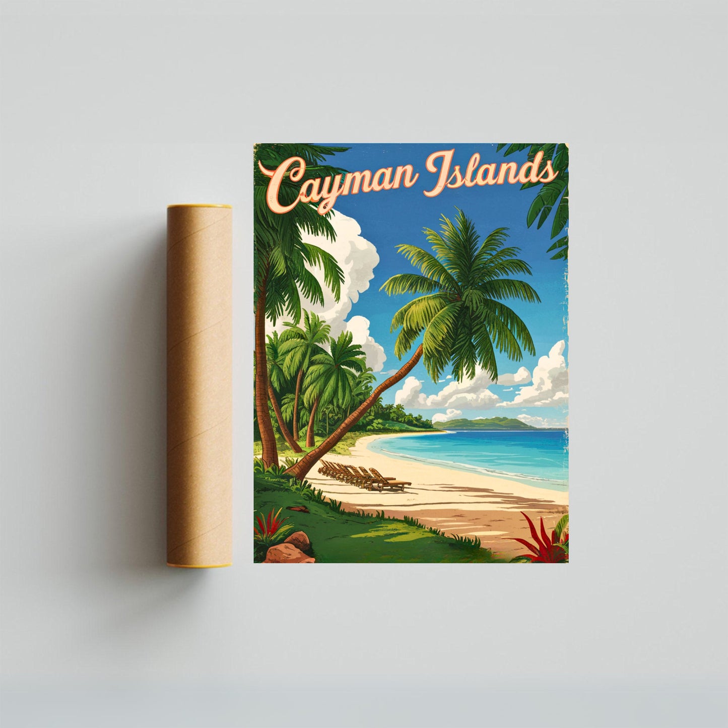 Cayman Islands Vintage Travel Poster - Scenic Coastal Views