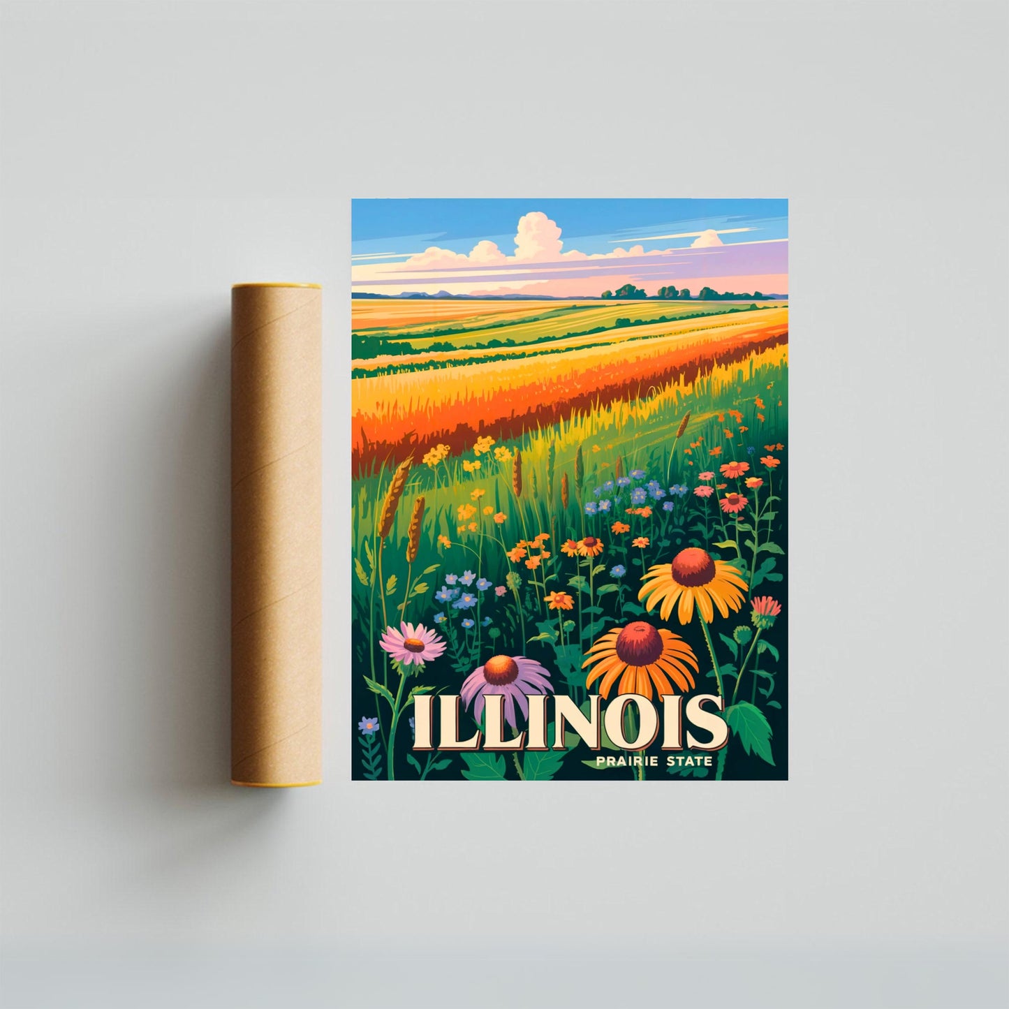 Illinois Vintage Travel Poster - The Prairie State Beauty