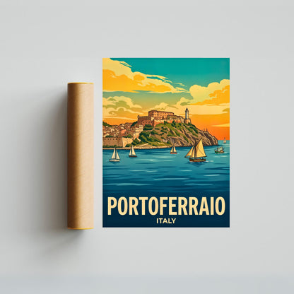 Portoferraio Vintage Travel Poster - Mediterranean Splendor
