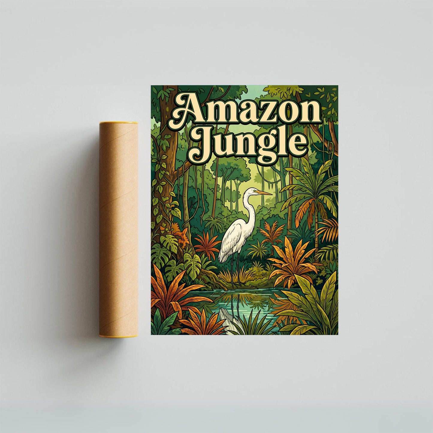 Amazon Jungle Vintage Travel Poster - Tropical Stillness