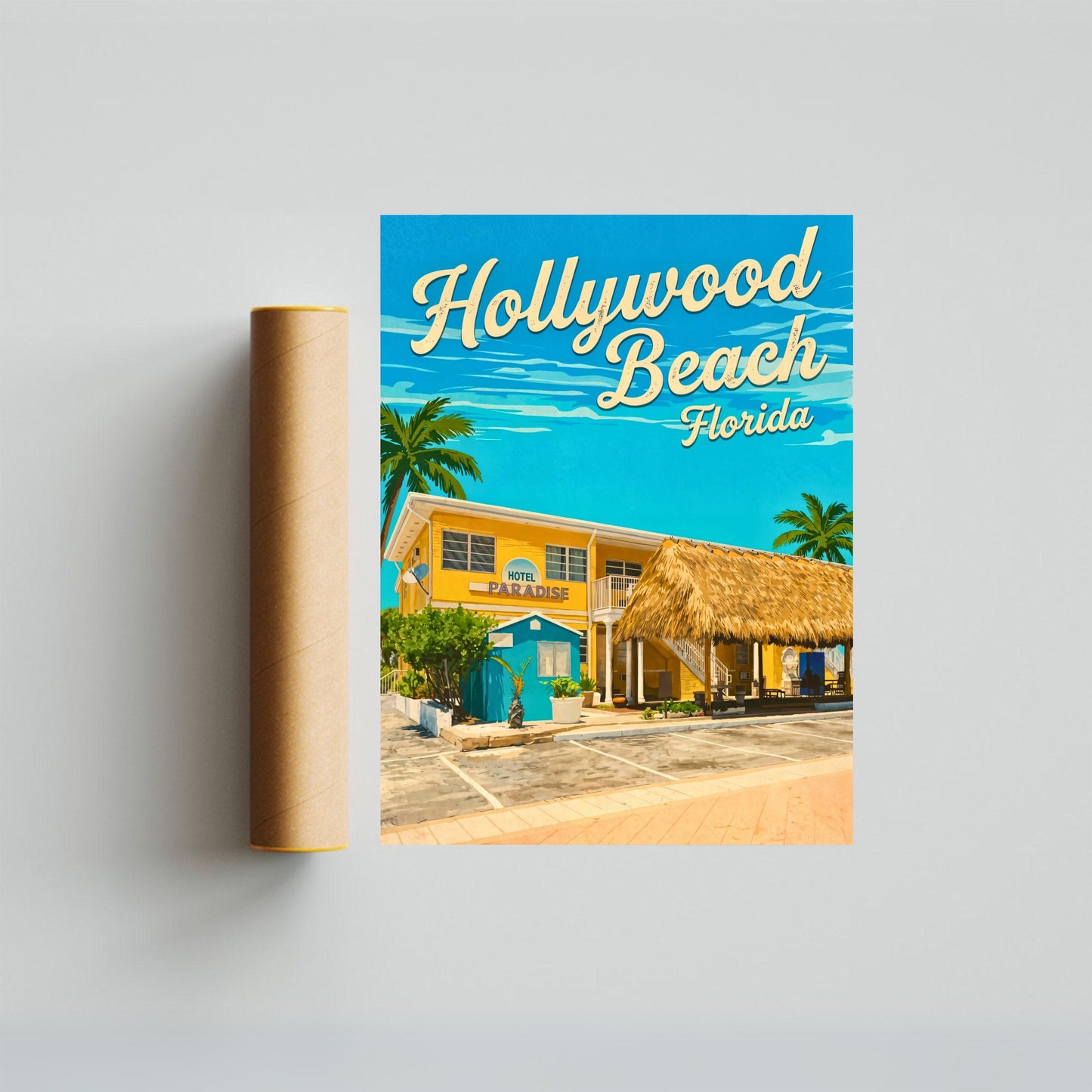 Hollywood Beach Vintage Travel Poster - Florida