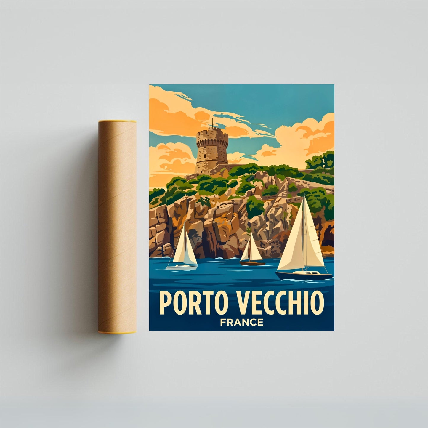 Porto Vecchio Vintage Travel Poster