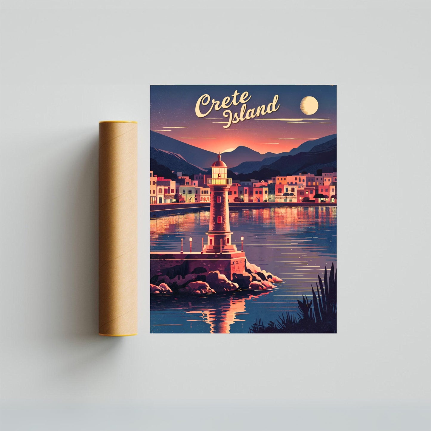 Crete Island Vintage Travel Poster - Chania Greece