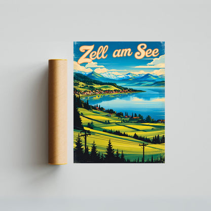 Zell am See Vintage Travel Poster - Austrian Timeless Alpine Beauty