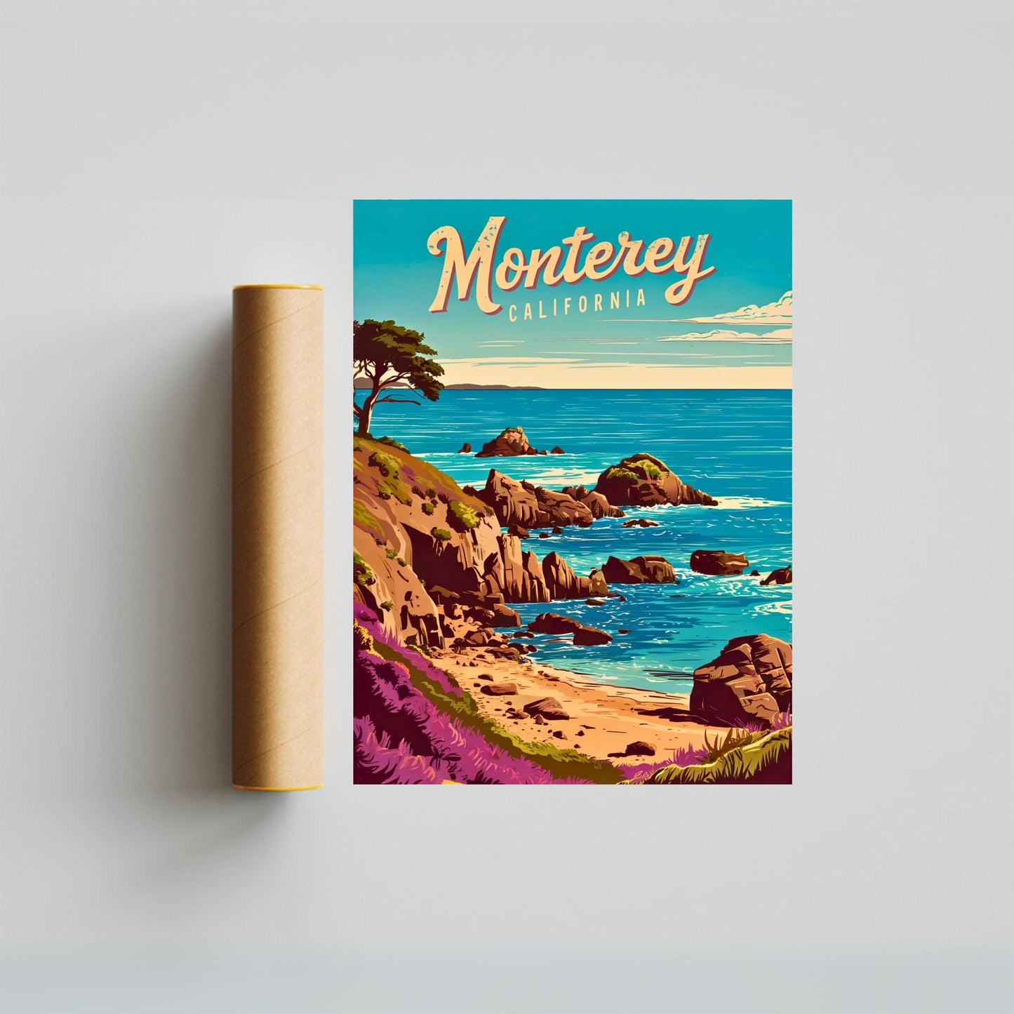 Monterey Vintage Travel Poster - California Relaxing Coastal Getaway