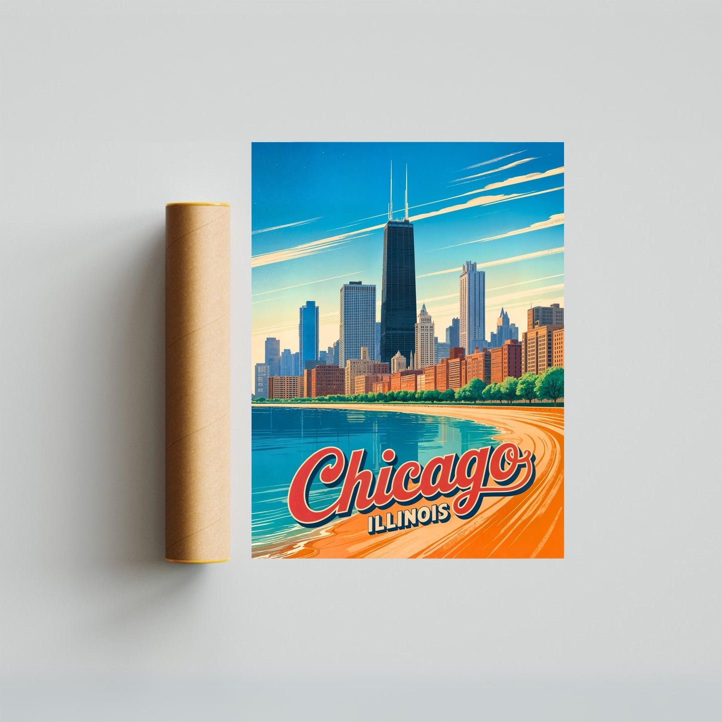 Chicago Vintage Travel Poster - City of Big Shoulders