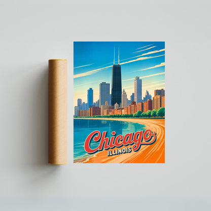 Chicago Vintage Travel Poster - City of Big Shoulders