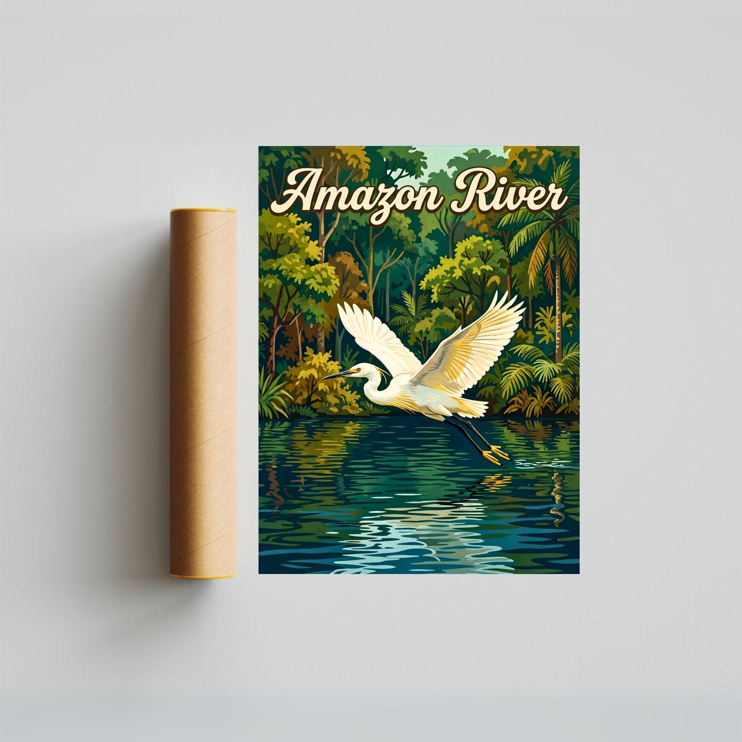 Amazon River Vintage Travel Poster  - Jungle River Flight