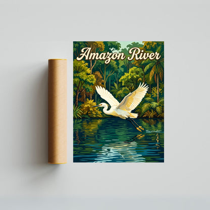 Amazon River Vintage Travel Poster  - Jungle River Flight