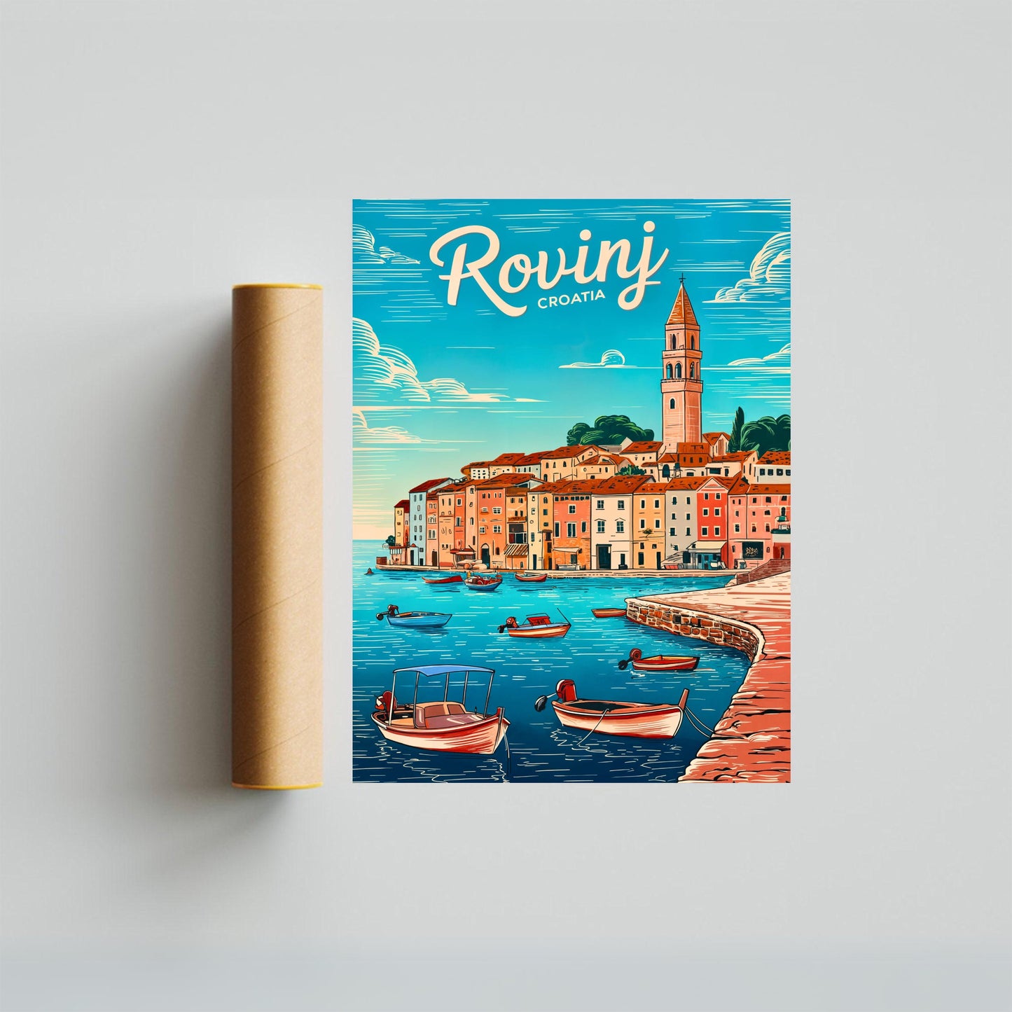 Rovinj, Vintage Travel Poster - Croatia, A Coastal Istrian Gem