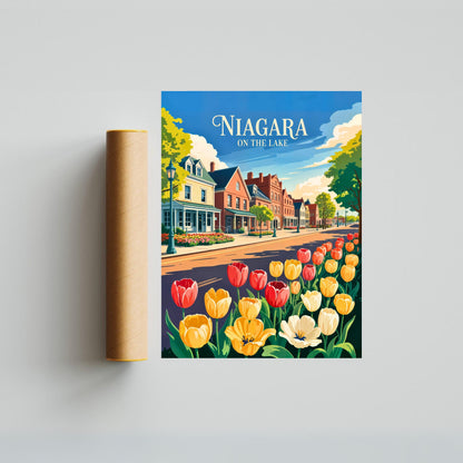 Niagara-on-the-Lake Vintage Travel Poster - Queen Street in Bloom