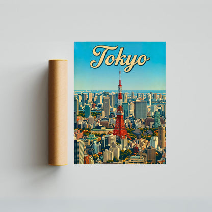 Tokyo Vintage Travel Poster - Tower