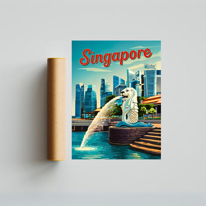 Singapore Vintage Travel Poster