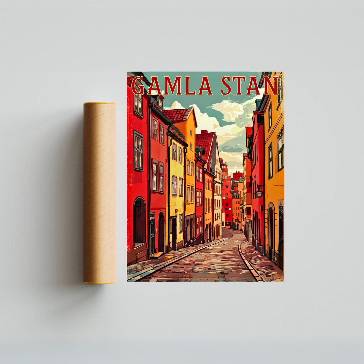 Gamla Stan Vintage Travel Poster - Explore the Narrow Street of Stockholm