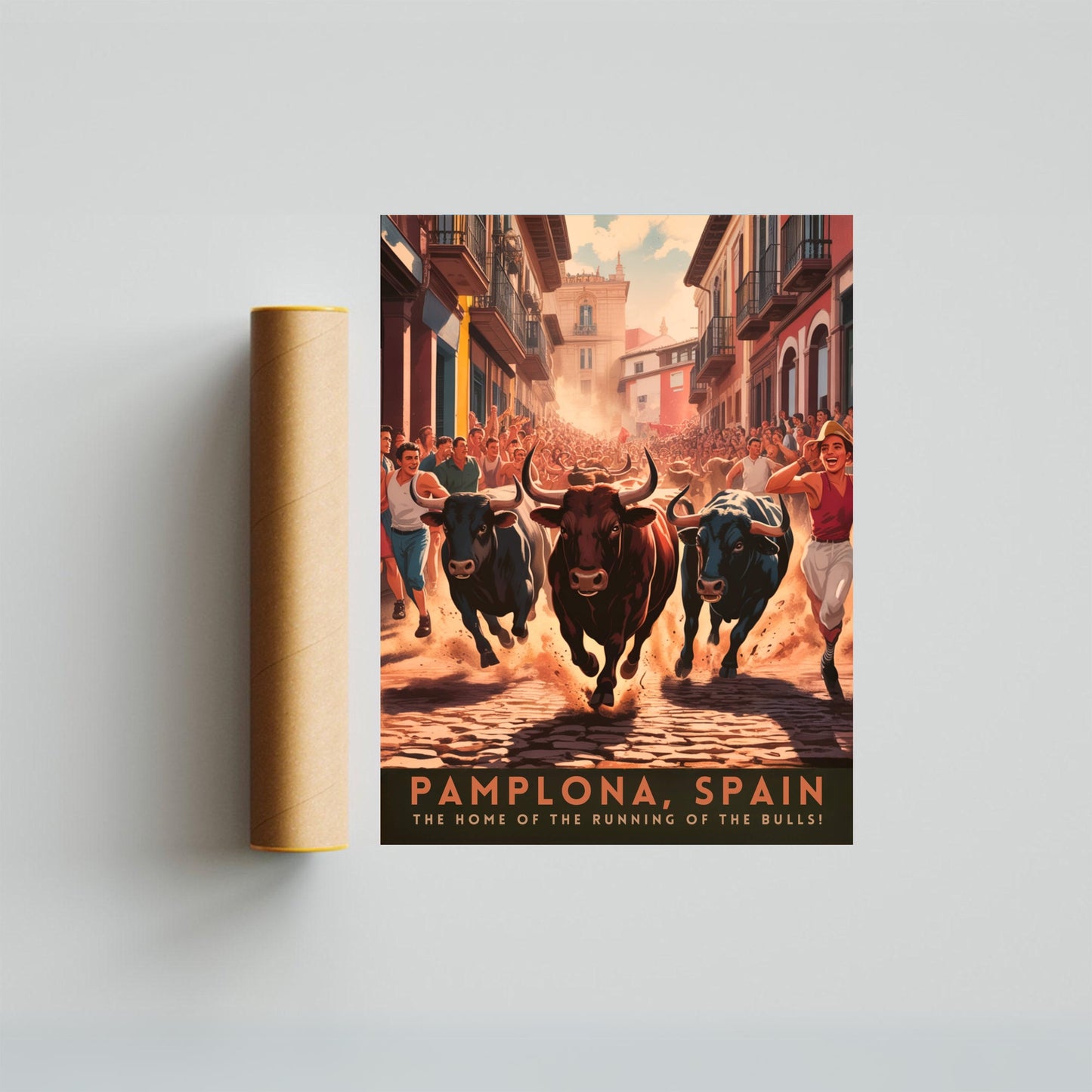 Pamplona Vintage Travel Poster - Historical Street