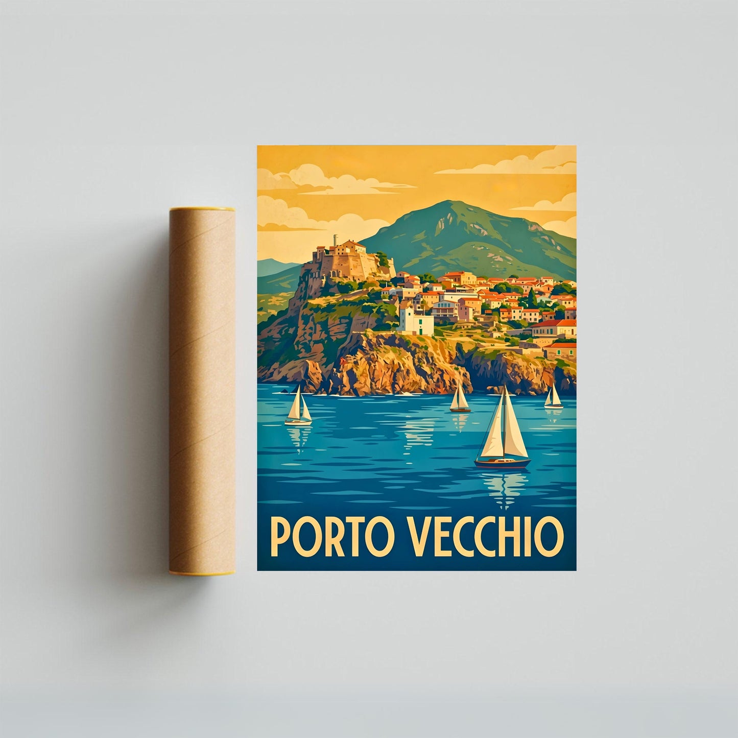 Porto Vecchio Vintage Travel Poster - Gateway to Capraia