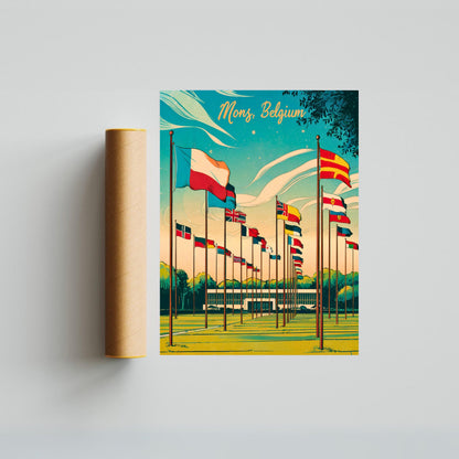 Mons, Belgium Travel Poster - Supreme Headquarters Allied Powers Europe (SHAPE)