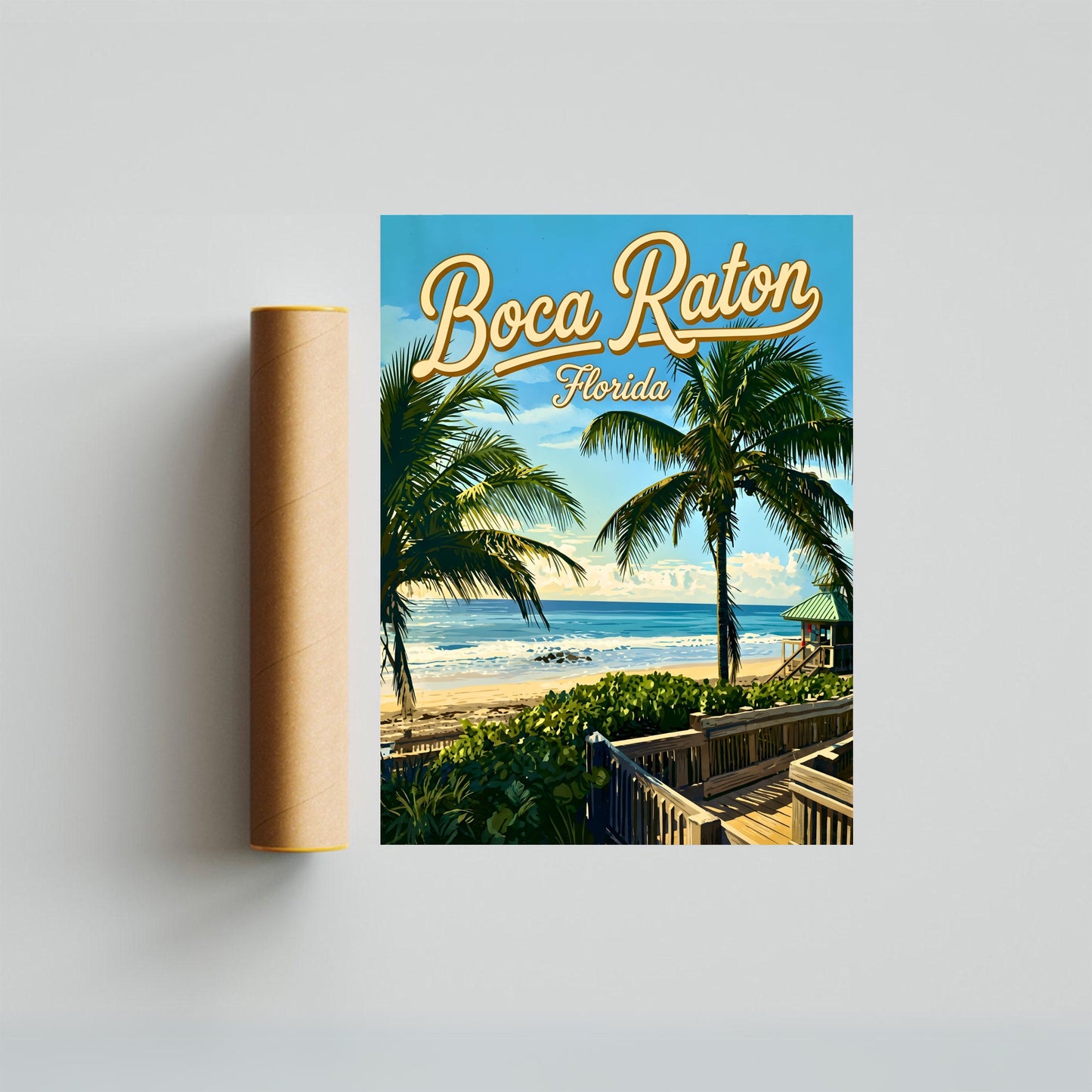 Boca Raton Vintage Travel Poster - A Touch of Coastal Luxury