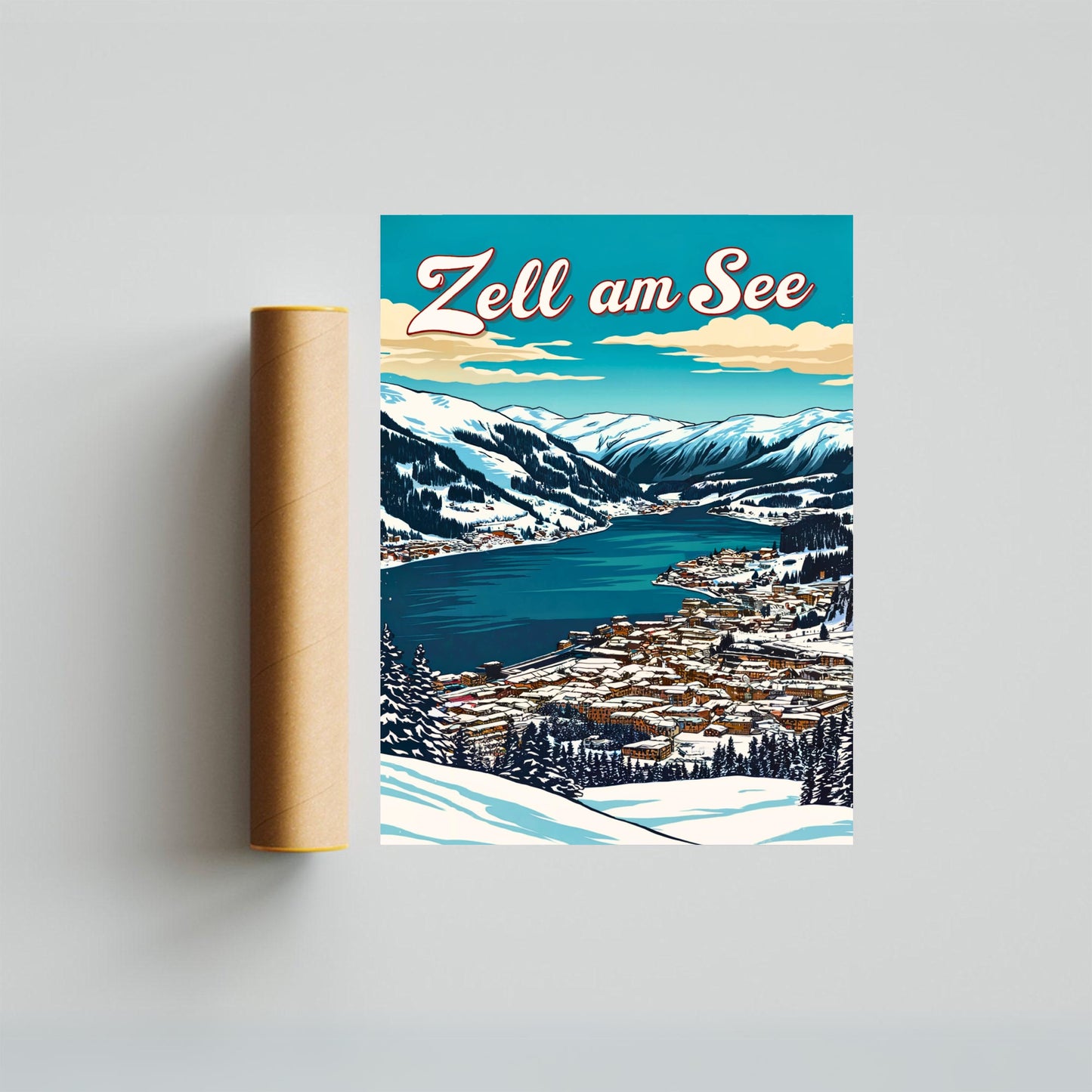 Zell am See Vintage Travel Poster - Austria’s Snowy Escape