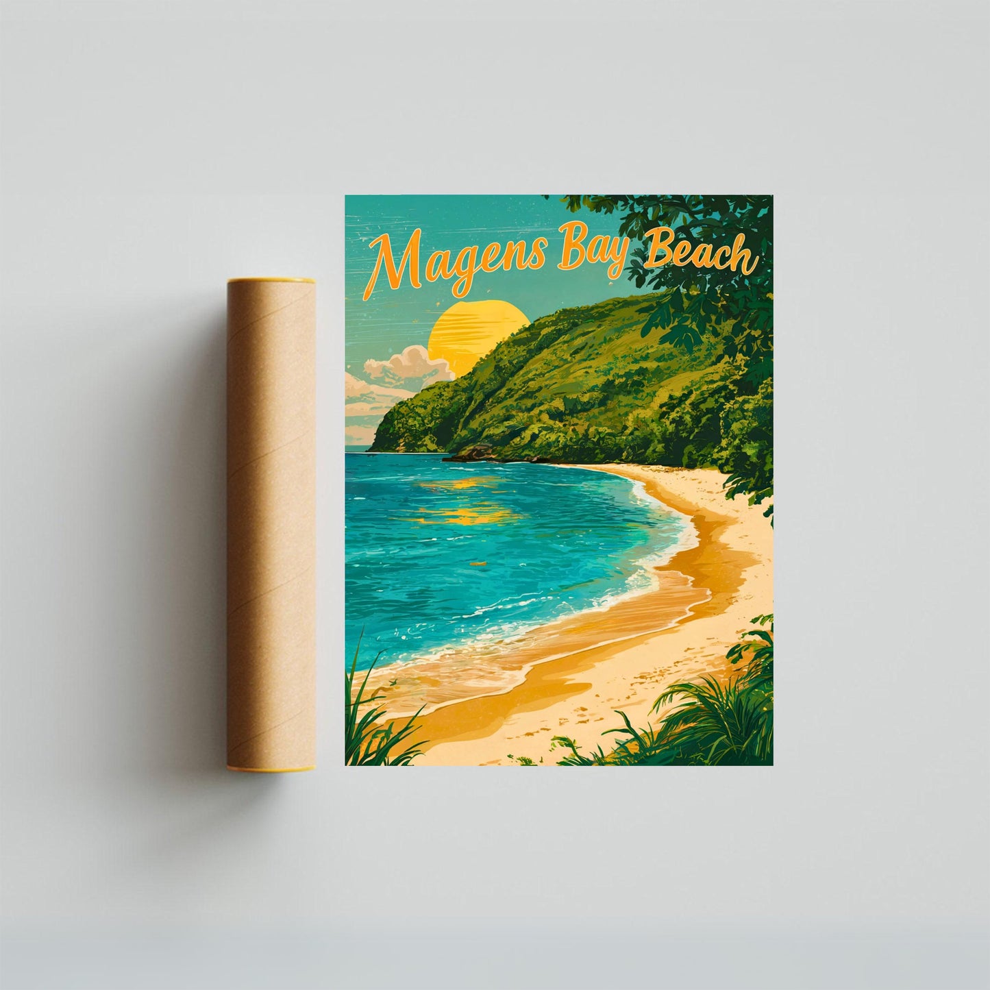 Magens Bay Beach Vintage Travel Poster - Calm Beach in Virgin Islands