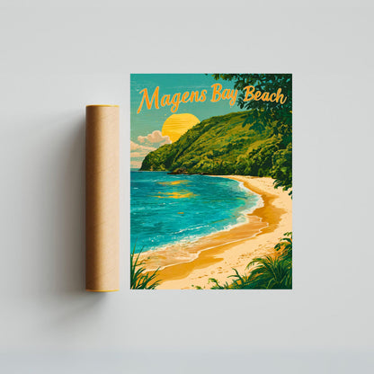 Magens Bay Beach Vintage Travel Poster - Calm Beach in Virgin Islands