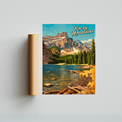 Rocky Mountains Vintage Travel Poster