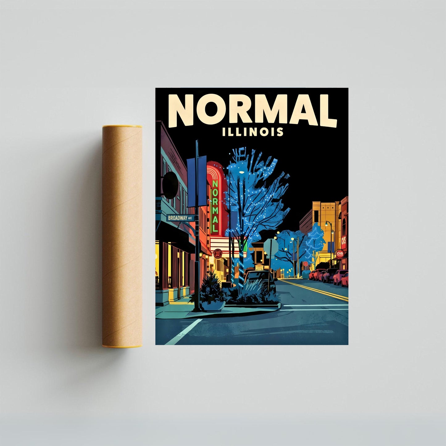 Normal, Illinois Vintage Travel Poster - After Dark