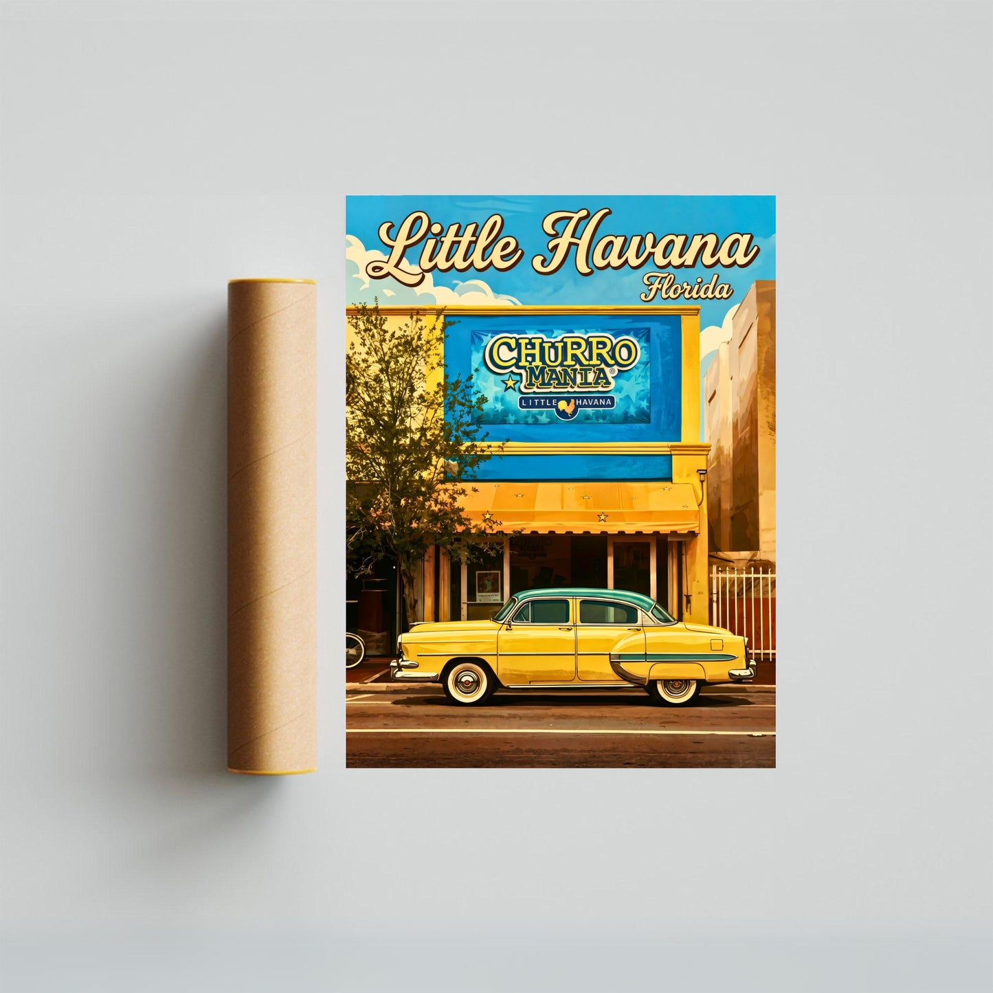 Little Havana Vintage Travel Poster -  Captivating Car on the Street