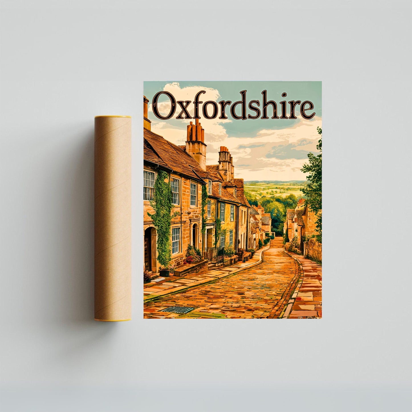 Oxfordshire Vintage Travel Poster - Captivating Countryside Street