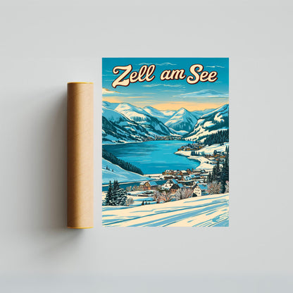 Zell am See Vintage Travel Poster - Austrian alpine town