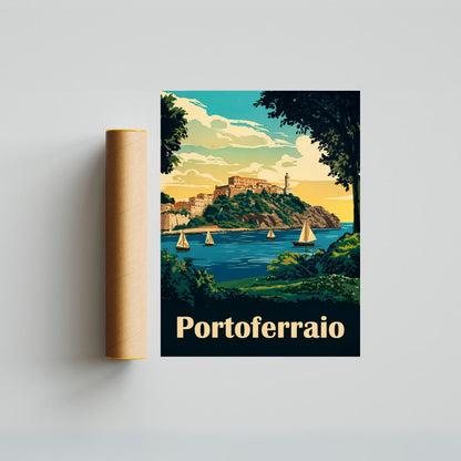 Portoferraio Vintage Travel Poster  - Harbor of History