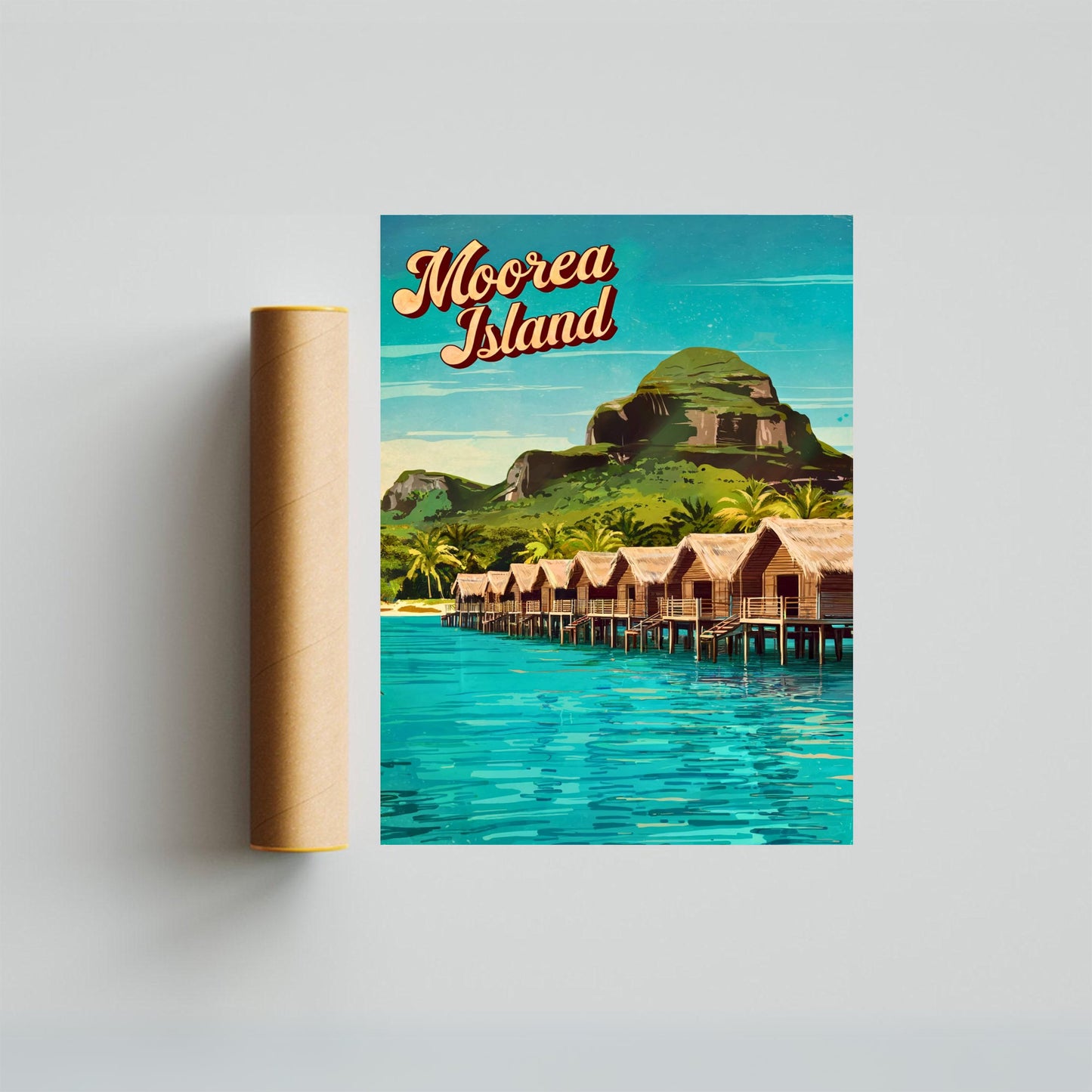 Moorea Island Vintage Travel Poster - Paradise in Polynesia