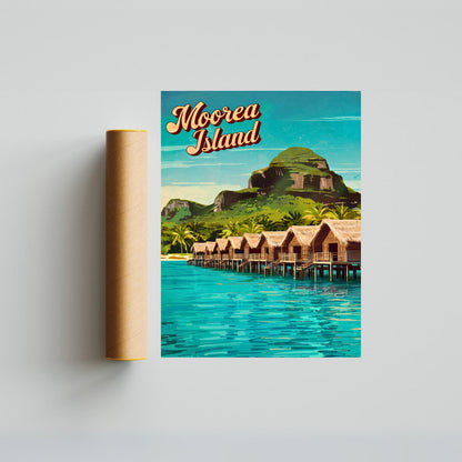 Moorea Island Vintage Travel Poster - Paradise in Polynesia