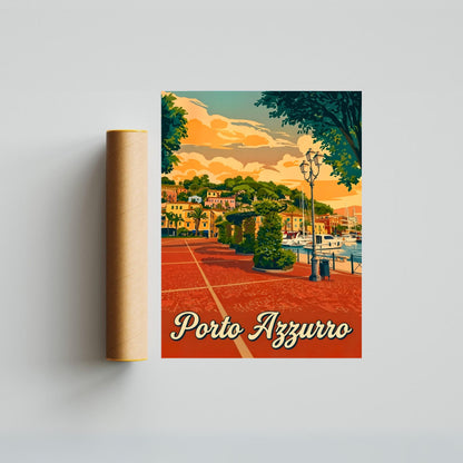 Porto Azzurro Vintage Travel Poster - The Heart of Elba