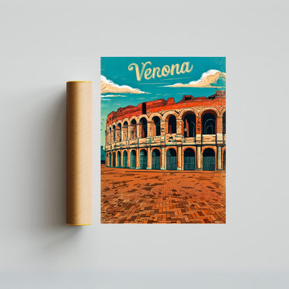 Verona, Italy Vintage Travel Poster - Ruins in Italy