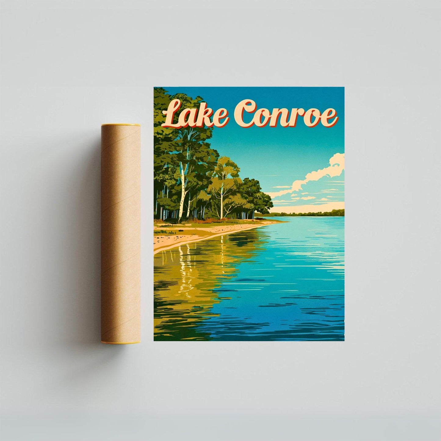 Lake Conroe Vintage Travel Poster