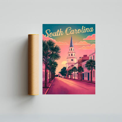 South Carolina Vintage Travel Poster  - Historic Street