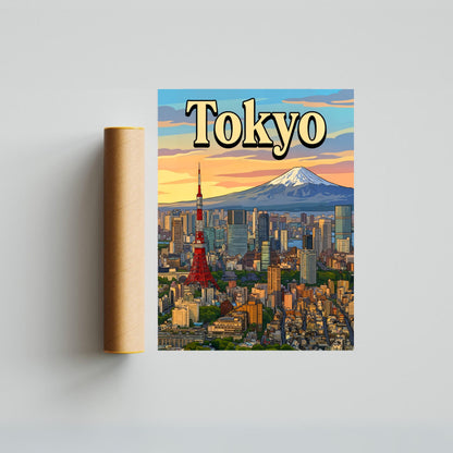 Tokyo Vintage Travel Poster - Japan Captivating Above View