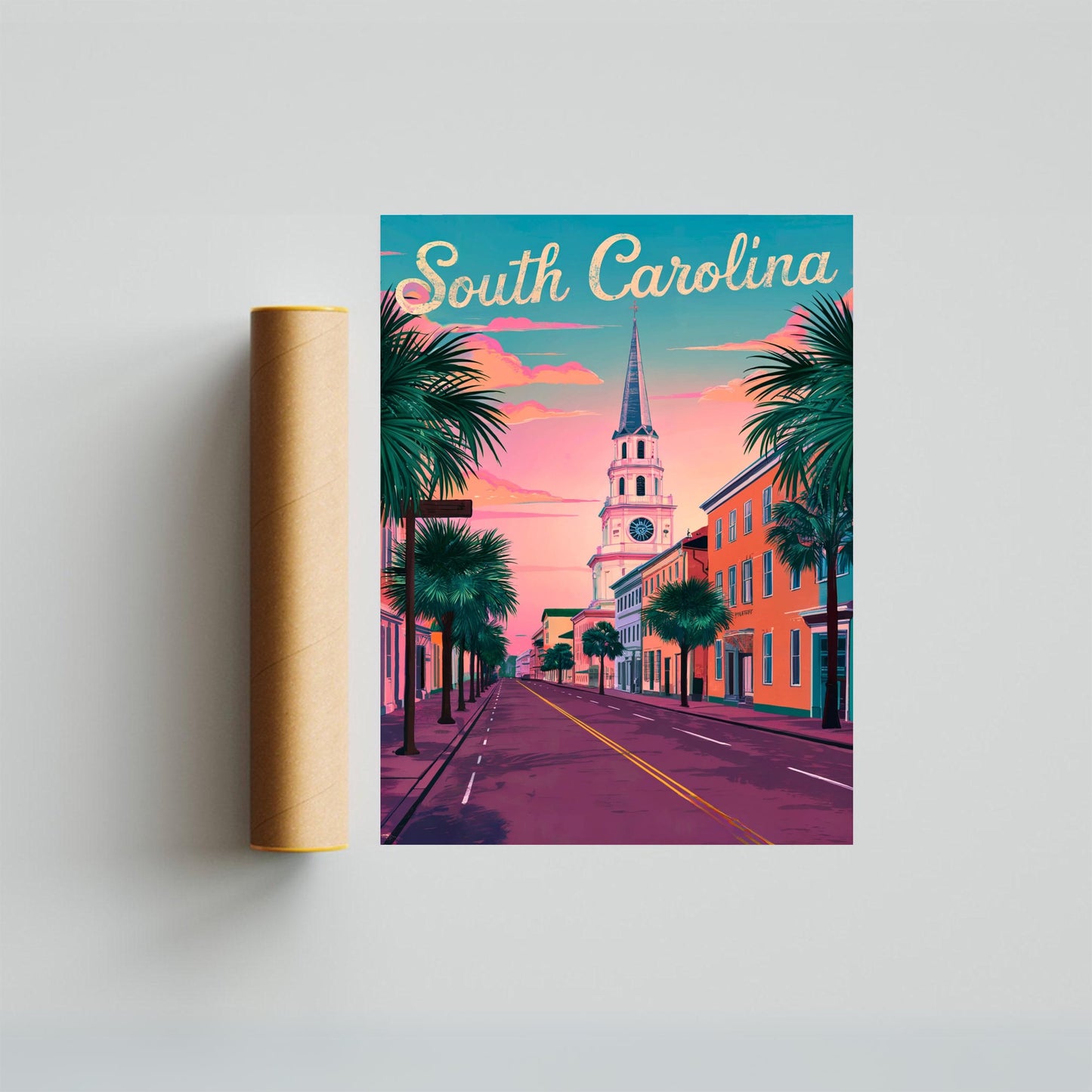 South Carolina Vintage Travel Poster  - Lowcountry Escape