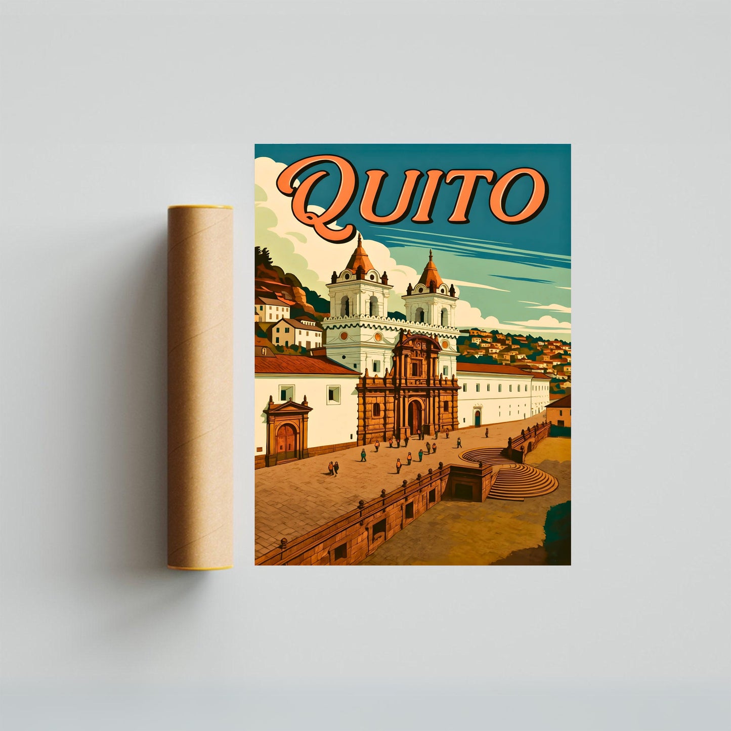 Quito Vintage Travel Poster - San Francisco Plaza
