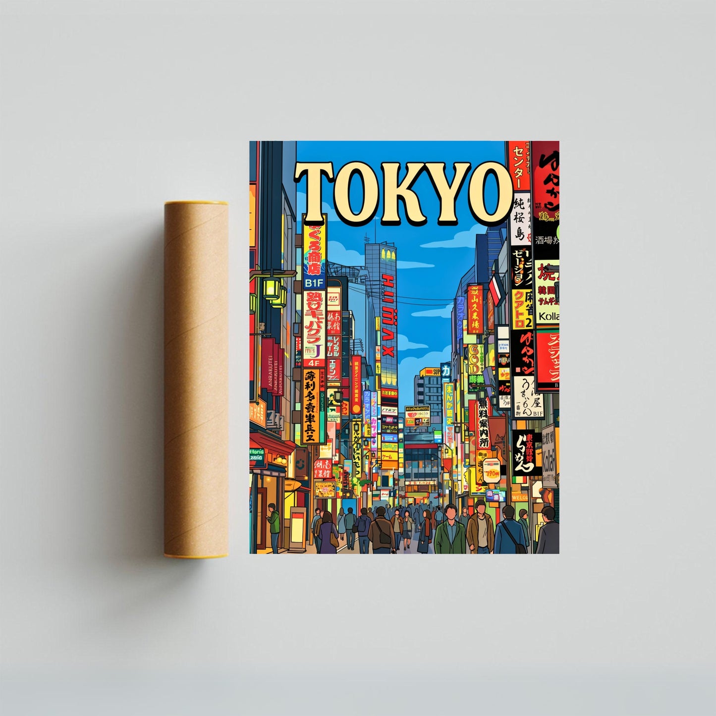 Tokyo Vintage Travel Poster - Tokyo Street Lights