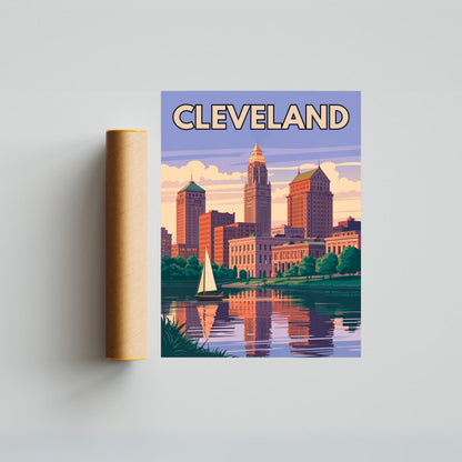 Cleveland Vintage Travel Poster - Heartbeat of Ohio