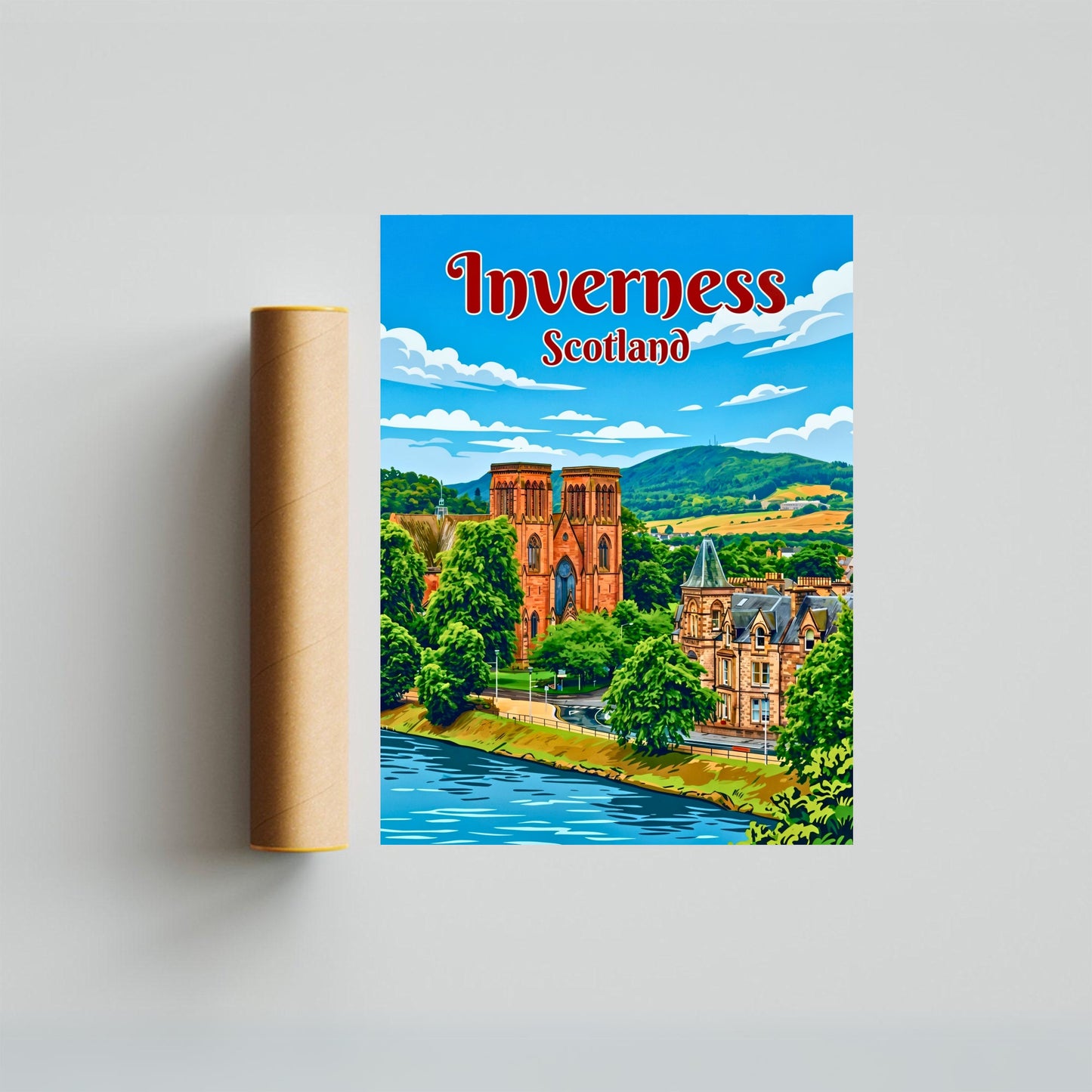 Inverness Vintage Travel Poster - Famous Church View