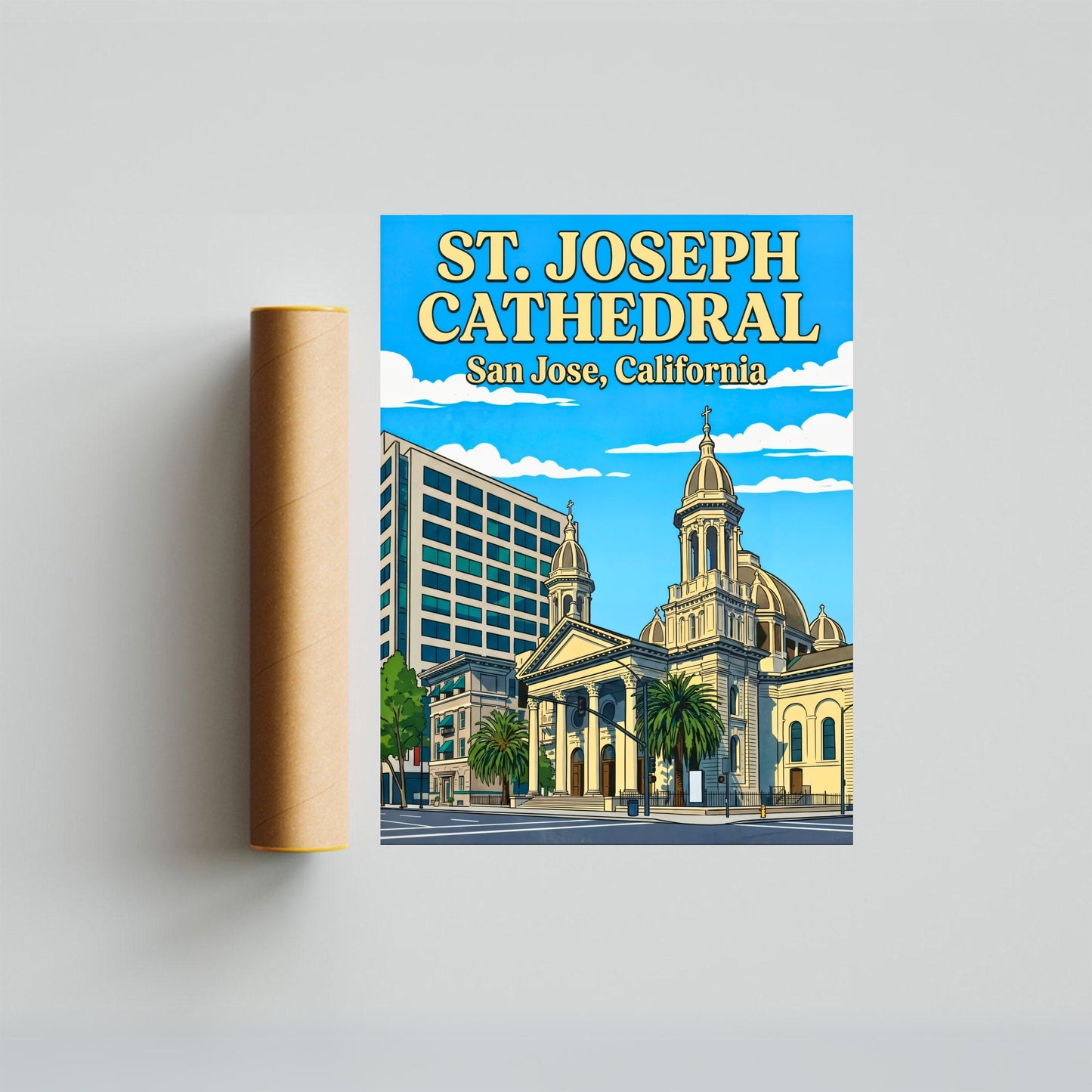 St. Joseph CathedralVintage Travel Poster -  Timeless Faith in San Jose