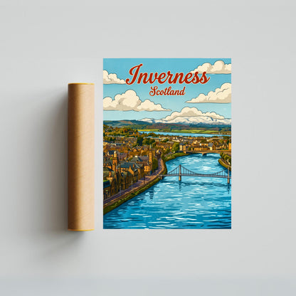 Inverness Vintage Travel Poster - Aerial View