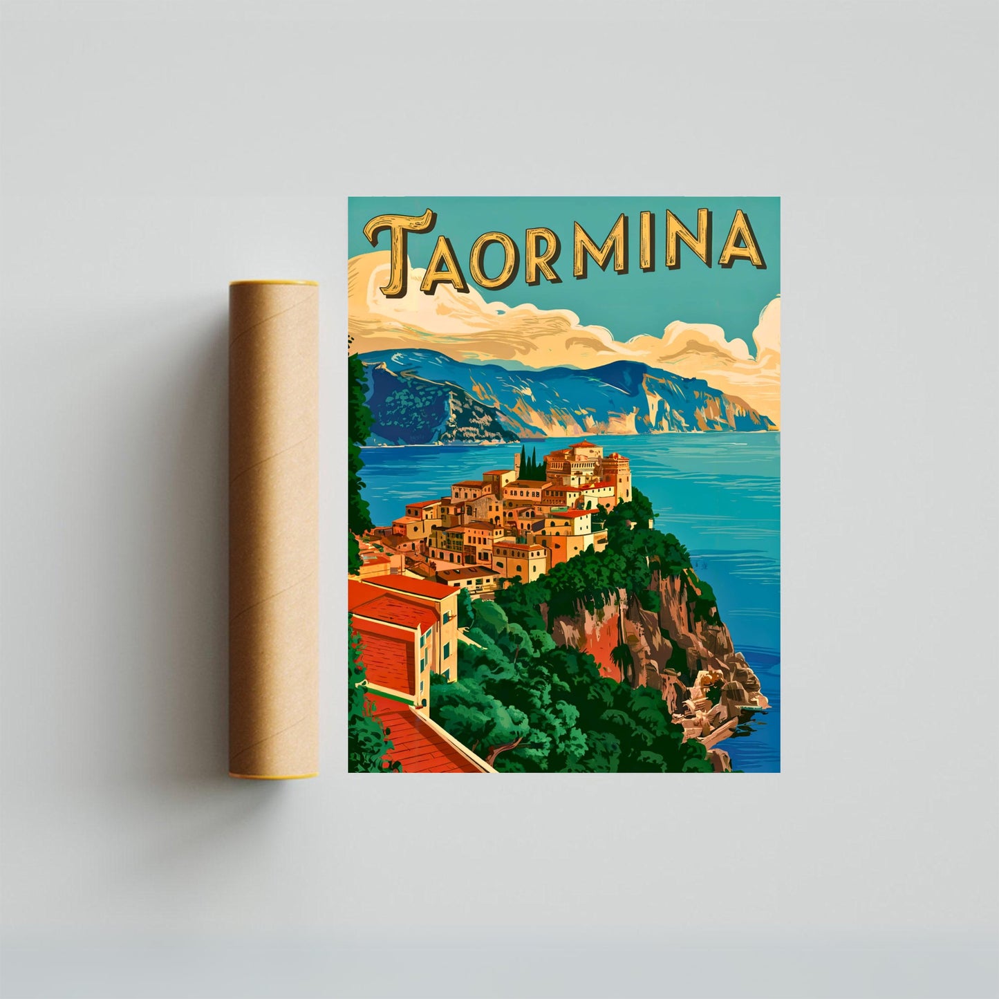 Taormina Vintage Travel Poster - Sicily Charm