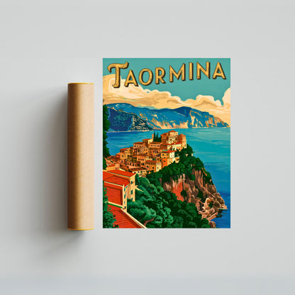 Taormina Vintage Travel Poster - Sicily Charm