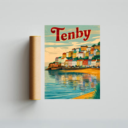 Tenby Vintage Travel Poster - Jewel of the Welsh Coast